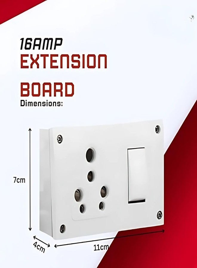 URBAN SELECT™ Heavy Duty Junction Box Extension Board | 16A Socket with Switch | 6A 3-Pin Plug Top | 2.5M Cable | for Home, Kitchen, Fridge, Cooler, Computer, AC | White (1pc) (Regular) - Image 3