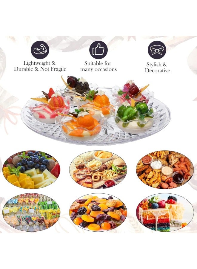 Halapack 20 Pack of Unbreakable Durable Clear Plastic Plate 36 cm  Perfect for Serving Sweets and Guests at Any Event Crystal Clear Food Serving Plates Transparent Dessert Serving Plate - Image 4