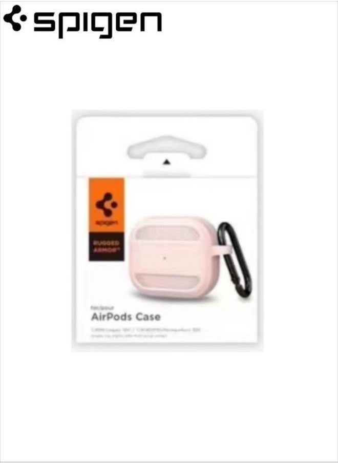Spigen - Apple AirPods 3/Pro 2/Pro Case Rugged Armor with Keychain Pink - Image 1