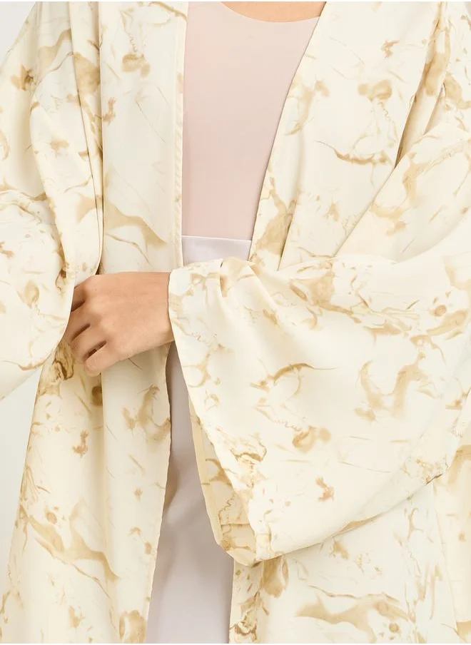 Styli Marble Print Midi Length Kimono