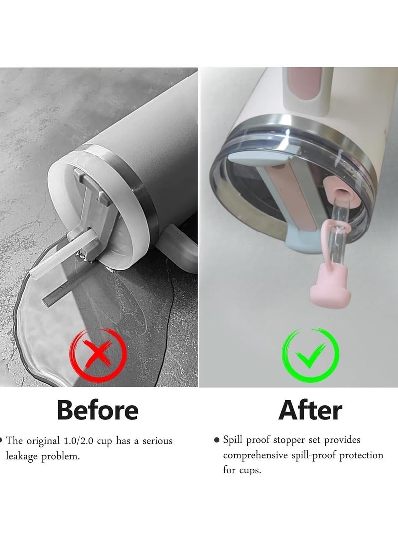 مجموعة من 6 قطع من سدادات الانسكاب المصنوعة من السيليكون، متوافقة مع أكواب ستانلي 1.0 و2.0 سعة 40 أونصة/ 30 أونصة، ملحقات الكوب، بما في ذلك غطاء القش، وسدادة الانسكاب المربعة وسدادة التسرب المستديرة - Image 3
