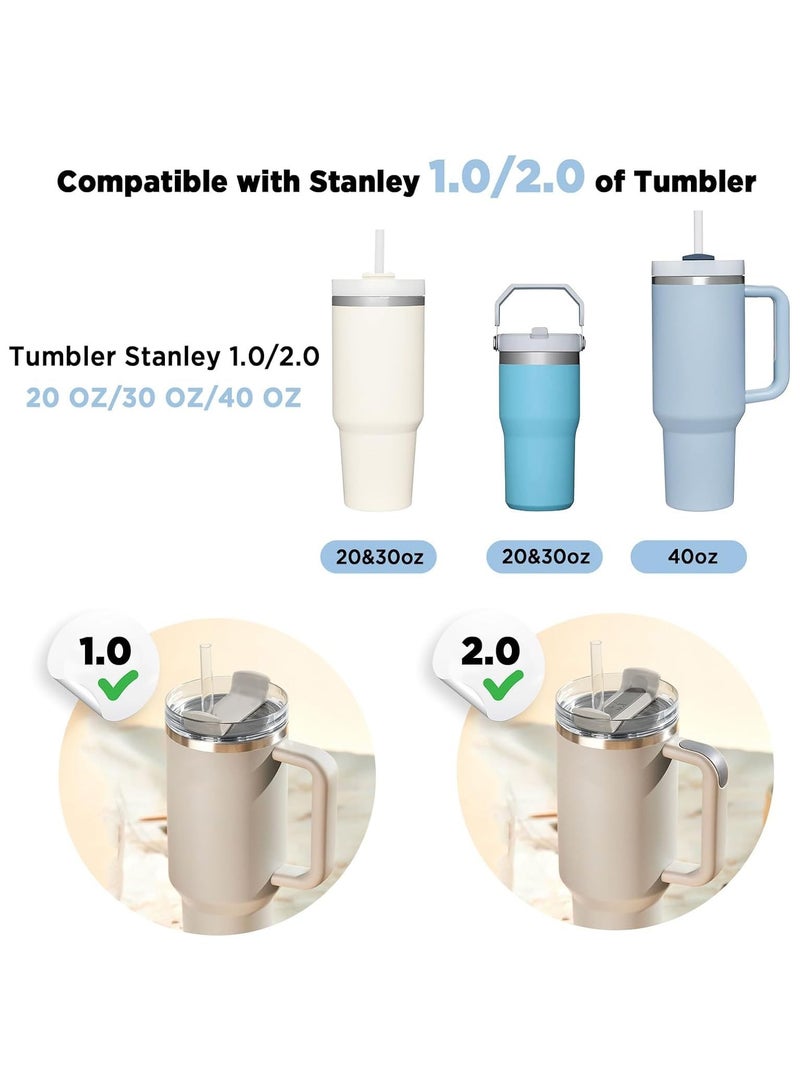 مجموعة من 6 قطع من سدادات الانسكاب المصنوعة من السيليكون، متوافقة مع أكواب ستانلي 1.0 و2.0 سعة 40 أونصة/ 30 أونصة، ملحقات الكوب، بما في ذلك غطاء القش، وسدادة الانسكاب المربعة وسدادة التسرب المستديرة - Image 2
