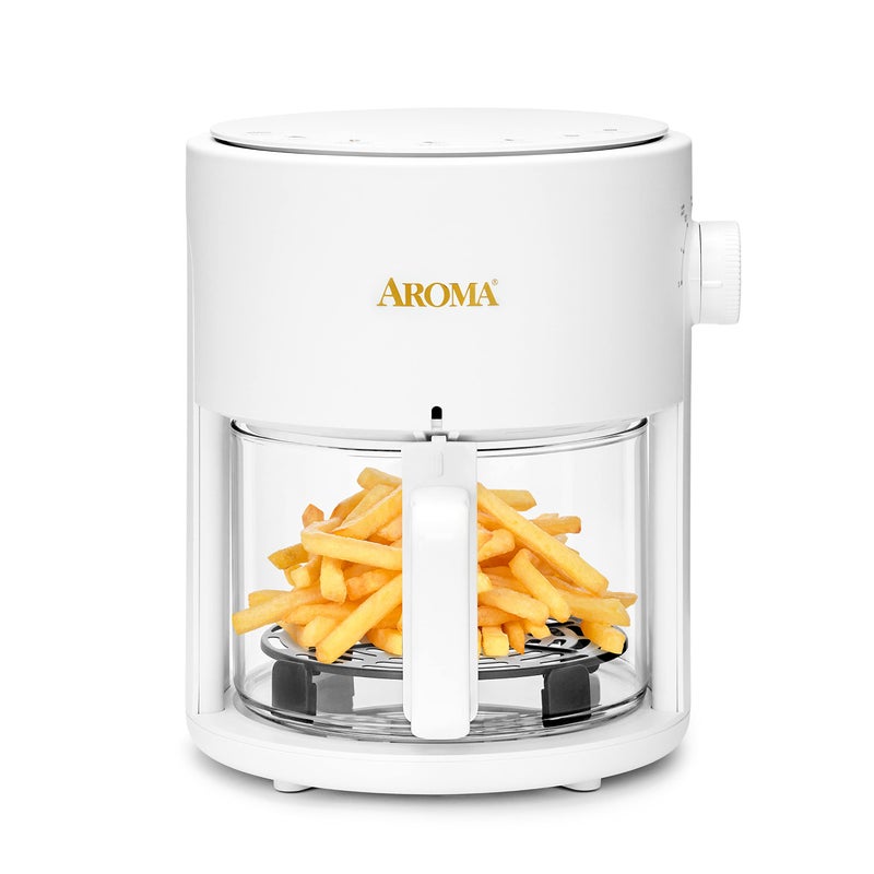 Aroma AROMA Glass Air Fryer and Countertop Convection Oven with Powerful 360Crispy Technology 3 Quart White
