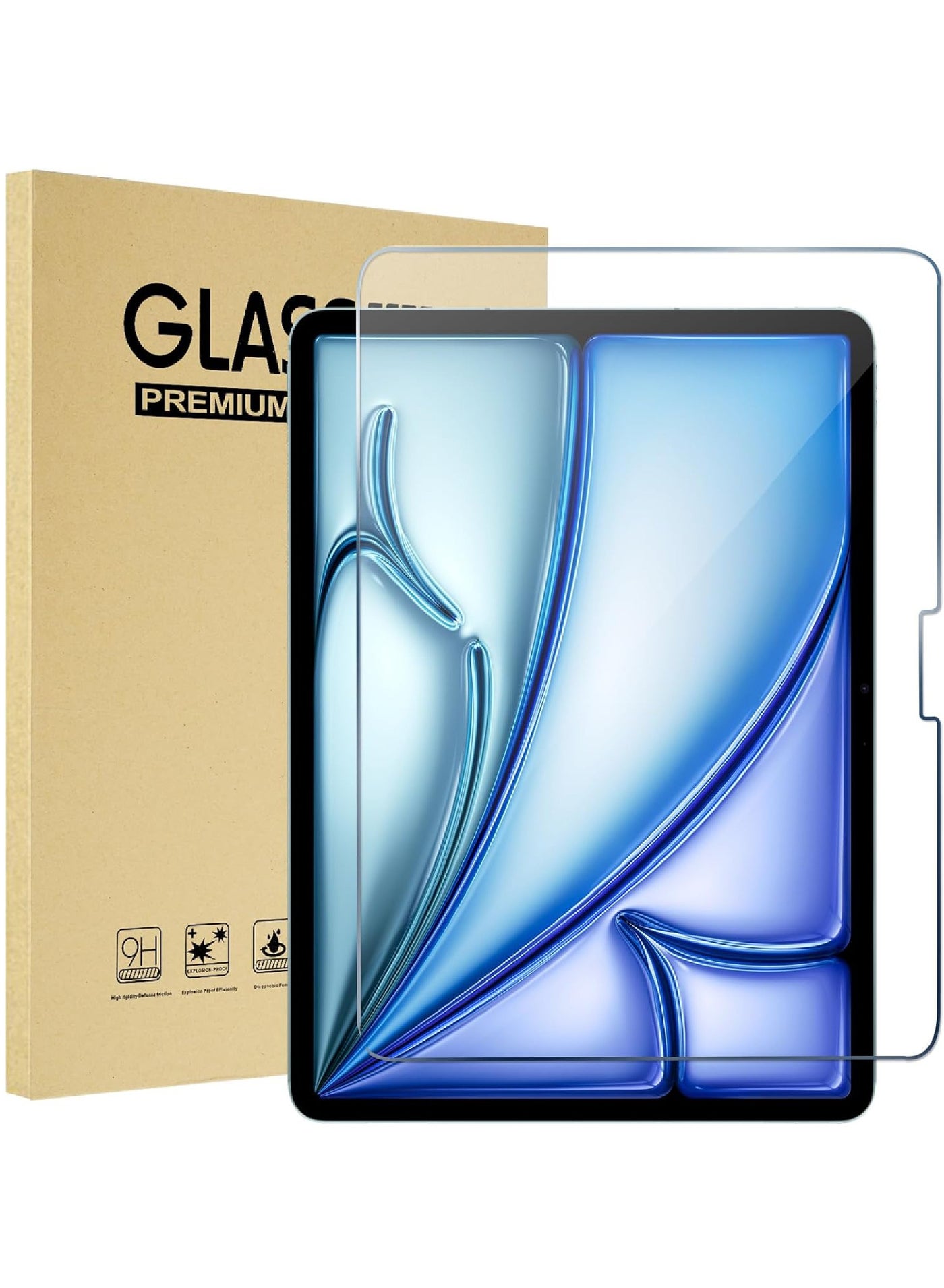 Rock Pow 1 Pack Screen Protector for iPad Air 11 inch M4/M3/M2 (2026/2025/2024), Tempered Glass for iPad Air 8th/7th/6th Generation, 9H Tempered, Anti-Scratch, Case Friendly