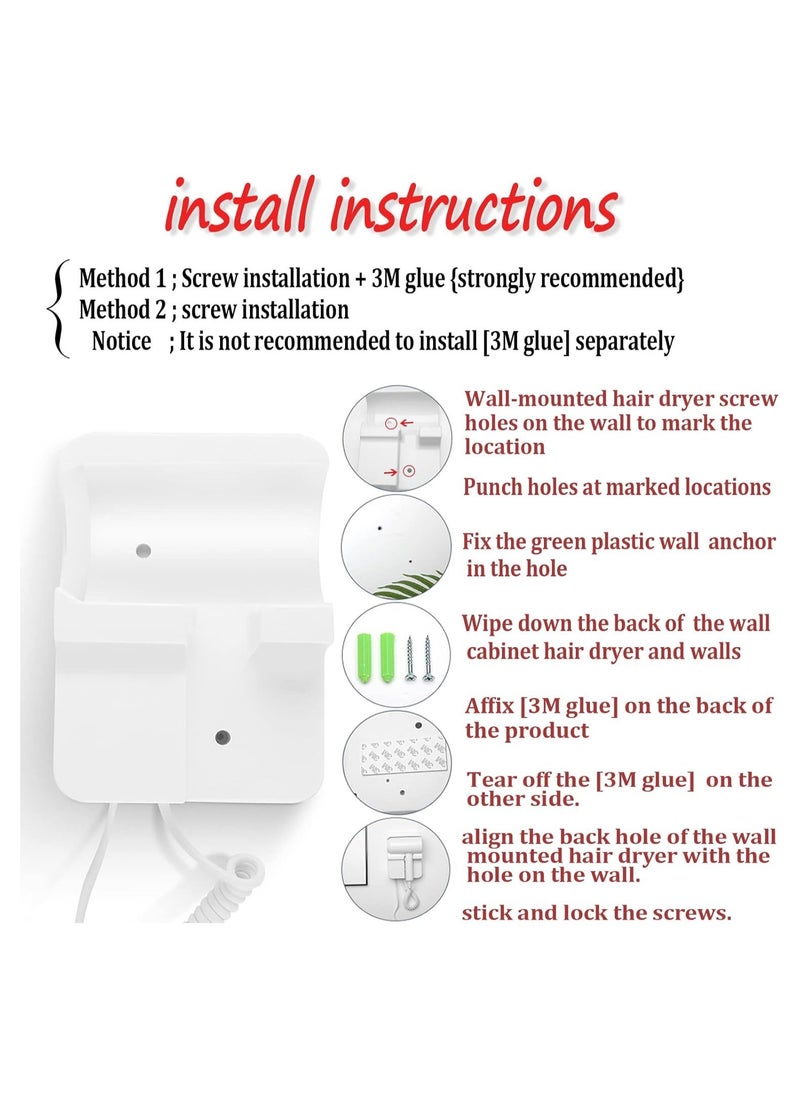 Generic - Hotel Wall Mounted Hair Dryer For Bathroom, Restroom Professional Blow Dryer, Stand Rack, Fast Drying Smooth Finish, Massage Air Cushion Comb - Image 1