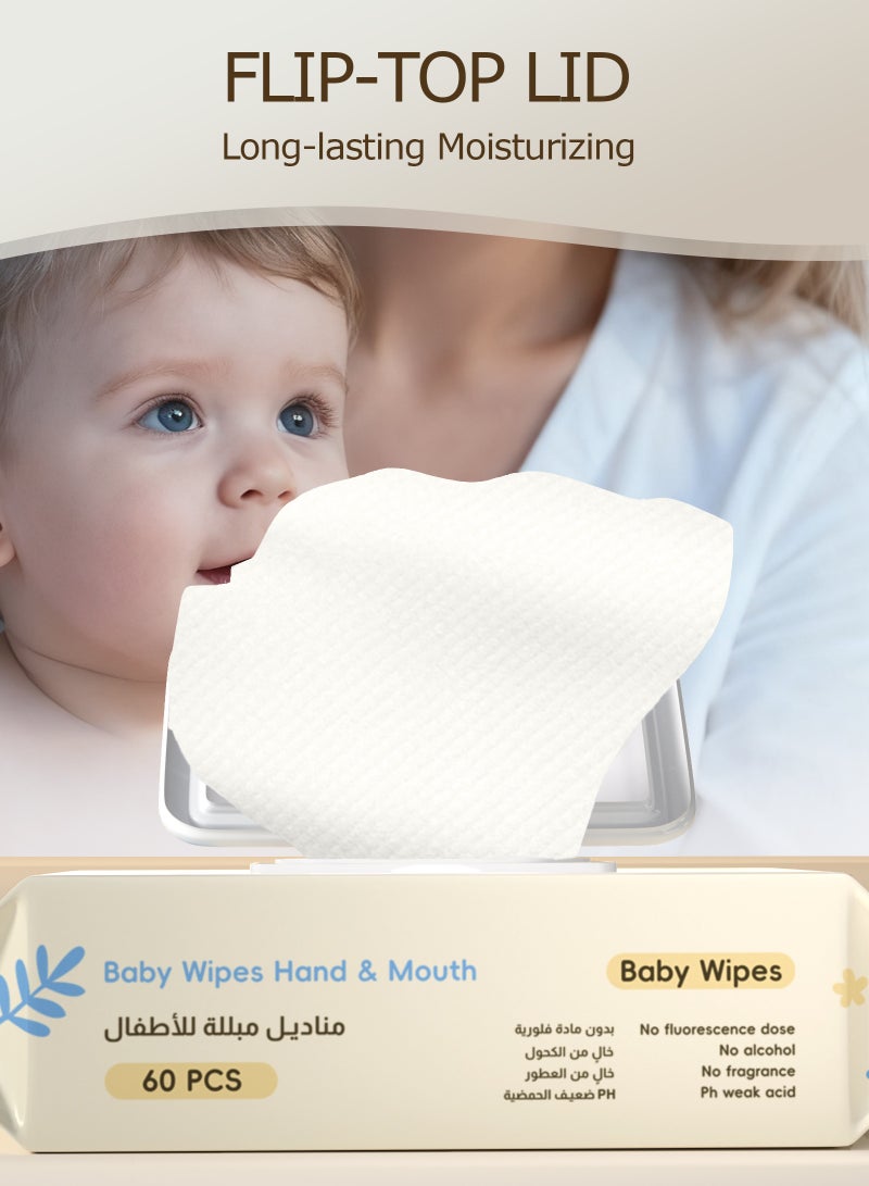 ULHYC 99.9% water wipes, soothing and protective wipes, alcohol-free and fragrance-free baby wipes, suitable for sensitive skin, 24 packs of baby wipes, 1440 wipes - Image 4