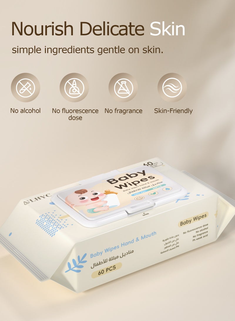 ULHYC 99.9% water wipes, soothing and protective wipes, alcohol-free and fragrance-free baby wipes, suitable for sensitive skin, 24 packs of baby wipes, 1440 wipes - Image 3