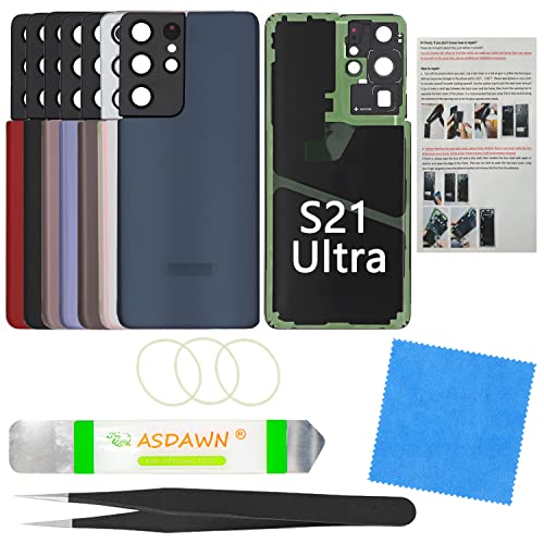 ASDAWN Galaxy S21 Ultra Replacement Back Glass Cover with Pre-Installed Camera Lens + Repair Tool Kit for Samsung Galaxy S21 Ultra 5G SM-G998 All Carriers (Phantom Navy) - Image 1