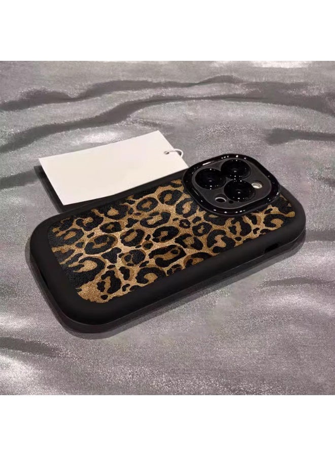 NIBEMINENT High End Leopard Print Protective TPU Case Cover For iPhone 16 Plus, Black