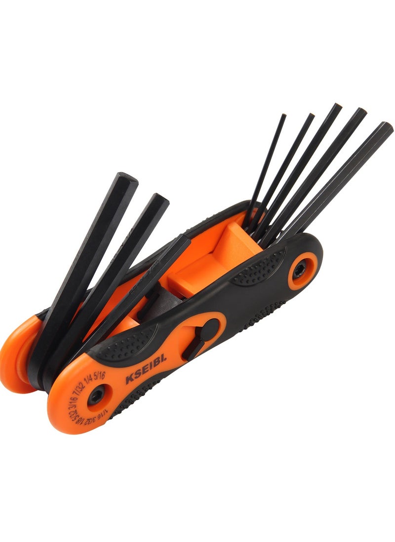 KSEIBI Folding Star Key Wrench Set 8-In-1 with Progrip Handle, Folding Torx Wrench Set Sizes T-9 to T-40, Chrome Vanadium Steel, for Bicycle and Automotive Repair, Basic Home Repair and General Applications  - Image 1