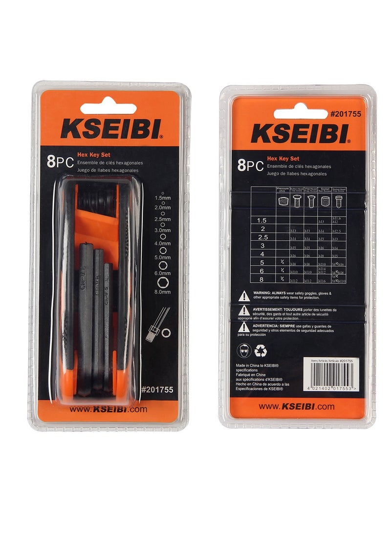 Folding Star Key Wrench Set 8-In-1 with Progrip Handle, Folding Torx Wrench Set Sizes T-9 to T-40, Chrome Vanadium Steel, for Bicycle and Automotive Repair, Basic Home Repair and General Applications