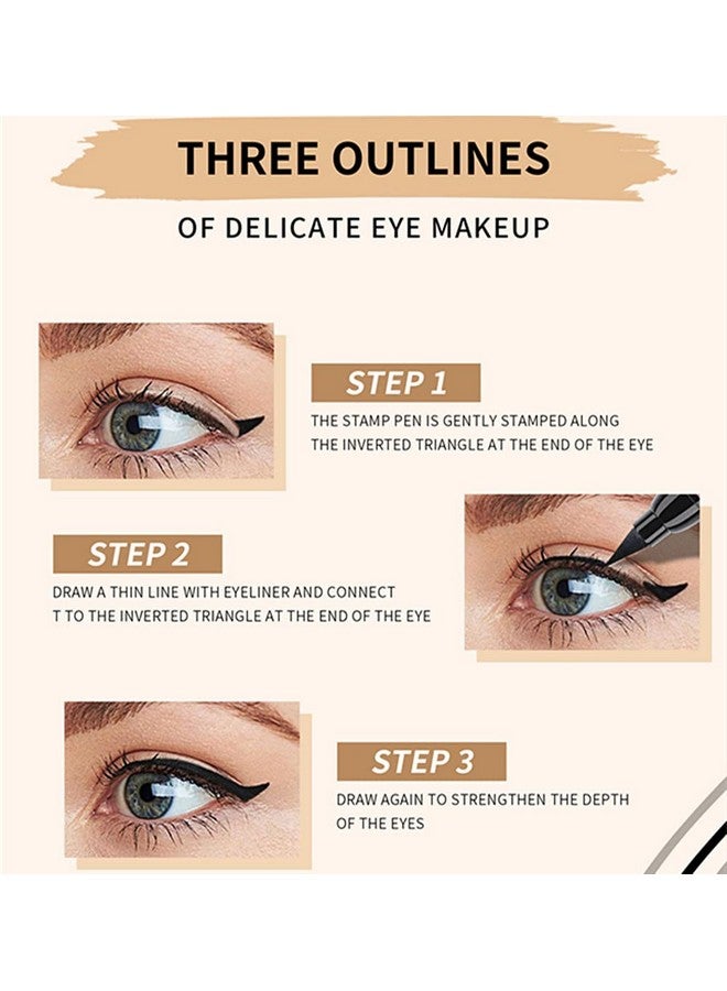 Go Ho Black Liquid Eyeliner Stamp,Eyeliner Stamp Wingliner,Winged Eyeliner Stamp For Cat Eyes,Double-Side Waterproof Liquid Eyeliner Pen,Long-Lasting Smudge-Proof Eye Liner Makeup Tools,1 Pc - Image 2