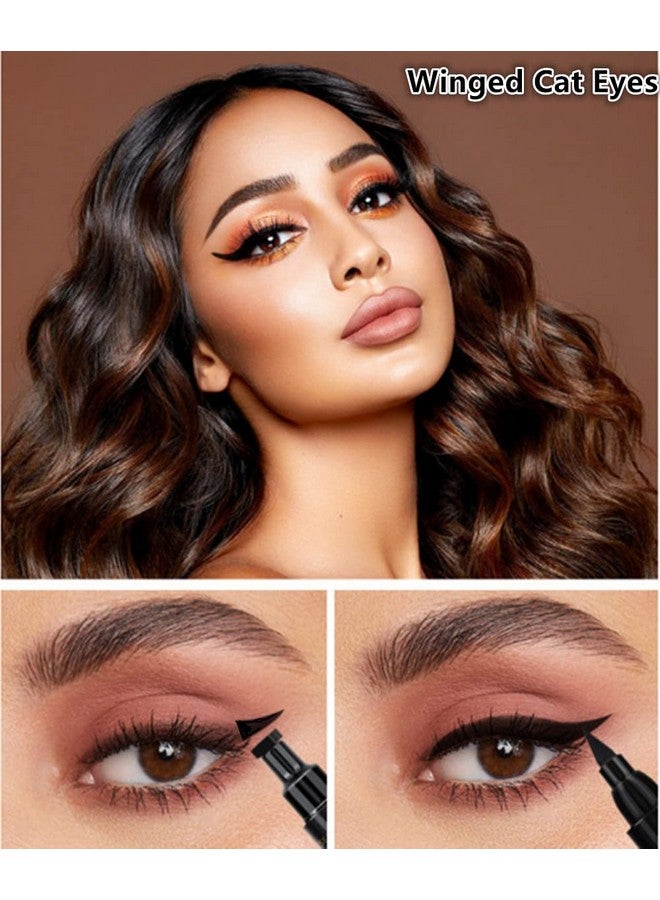 Go Ho Black Liquid Eyeliner Stamp,Eyeliner Stamp Wingliner,Winged Eyeliner Stamp For Cat Eyes,Double-Side Waterproof Liquid Eyeliner Pen,Long-Lasting Smudge-Proof Eye Liner Makeup Tools,1 Pc - Image 4