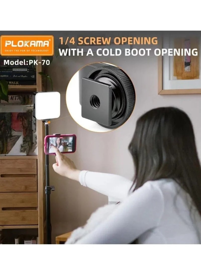 PLOKAMA PK-70 LED Video Ring Light – Battery Included -Powered Soft Fill Light, 49 LEDs, for Camera & Smartphone - Image 4