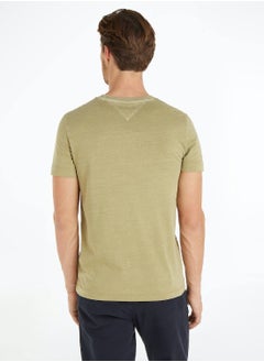 TOMMY HILFIGER Men's GarneMen'st Dye Tommy Logo T-Shirt - Cotton, Green  - Image 3
