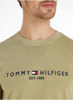 TOMMY HILFIGER Men's GarneMen'st Dye Tommy Logo T-Shirt - Cotton, Green  - Image 5