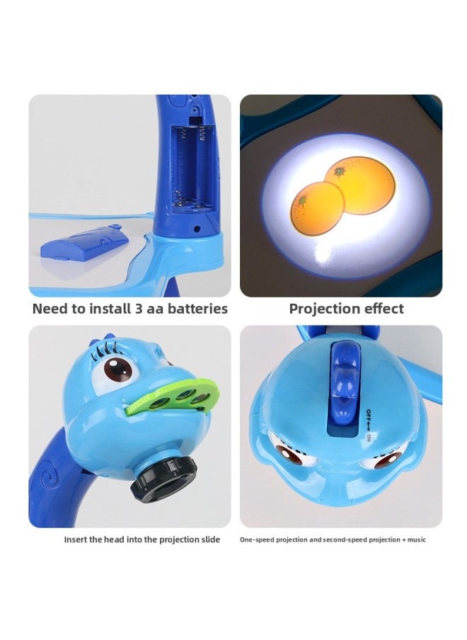 Generic - Children's Projection Drawing Board Cartoon Animal Painting Projector Blackboard Writing Board Graffiti Board Toy E-commerce Box-Color:Dinosaur Blue [charging Version With 48 Patterns]] - Image 1