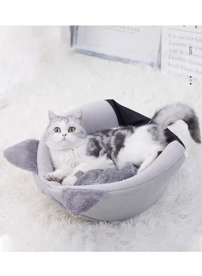 Generic Cat House，Cat Resting Bed with Removable Mat ,pet house,Pet Bed Indoor Pet Bed Cat Bed Semi Enclosed Cat Hole Bed Cat Supplies ， Equipped with Washable and Removable Mat Cat tent Animal bed(Grey)  - Image 3
