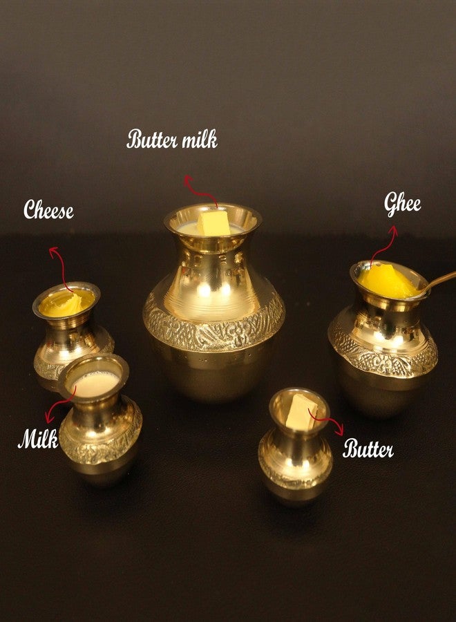 Putrika Brass Kubera Kudam Set of 5|Gubera Panai Set|Matki Set of 5|Kalash Set|Lakshmi Kuberar Lucky Pot|kuberar panai for Pooja/Home Decor [Weight: 275gm Height: 7.5inch] - Image 3