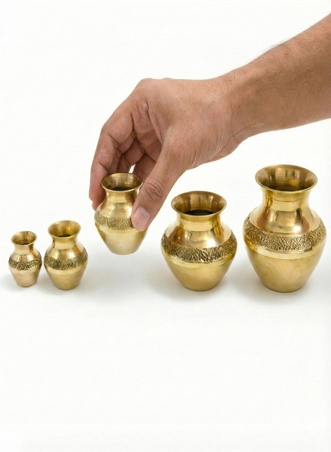 Putrika Brass Kubera Kudam Set of 5|Gubera Panai Set|Matki Set of 5|Kalash Set|Lakshmi Kuberar Lucky Pot|kuberar panai for Pooja/Home Decor [Weight: 275gm Height: 7.5inch] - Image 5