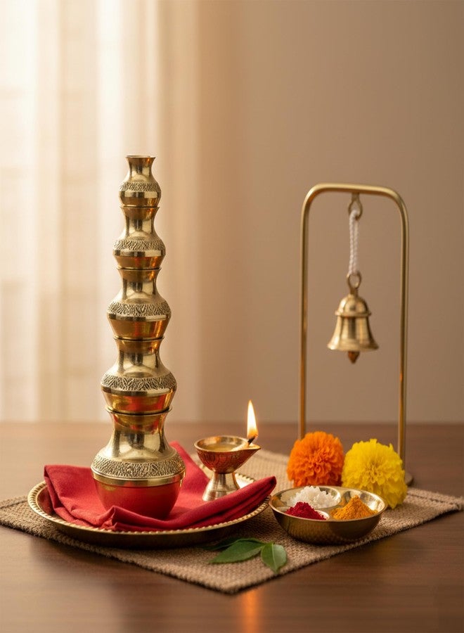 Putrika Brass Kubera Kudam Set of 5|Gubera Panai Set|Matki Set of 5|Kalash Set|Lakshmi Kuberar Lucky Pot|kuberar panai for Pooja/Home Decor [Weight: 275gm Height: 7.5inch] - Image 2