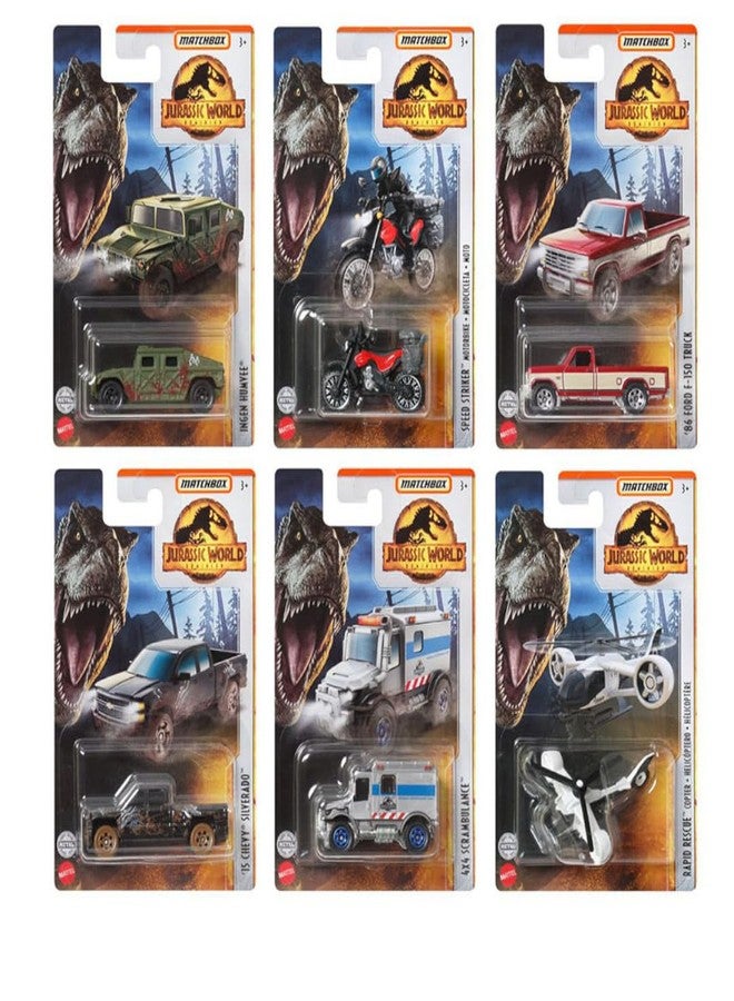 Matchbox Jurassic World Dominion 2022 Complete Bundle of 6 Diecast Vehicles from FMW90-956P Release Bundle - Image 1