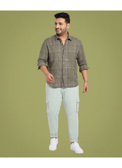 Instafab Plus Men's Olive Green Maxi Tartan Plaid Shirt  - Image 1