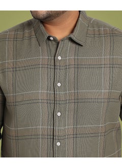Instafab Plus Men's Olive Green Maxi Tartan Plaid Shirt  - Image 2
