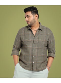 Instafab Plus Men's Olive Green Maxi Tartan Plaid Shirt  - Image 3