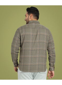 Instafab Plus Men's Olive Green Maxi Tartan Plaid Shirt  - Image 4