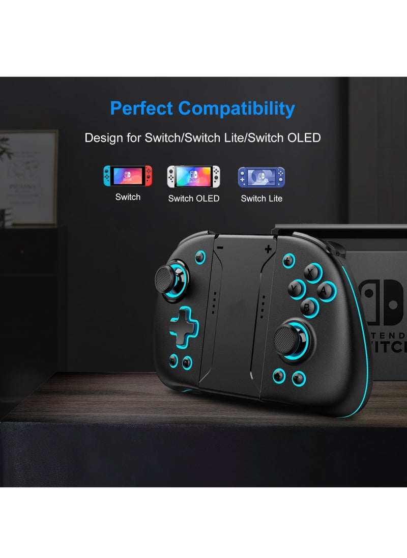 LinYuvo KS47 Wireless Joy Pad Controller for Switch/OLED with 8 Colors Adjustable LED,Hall Effect Joysitck/Back Map on/Turbo(Black)  - Image 1