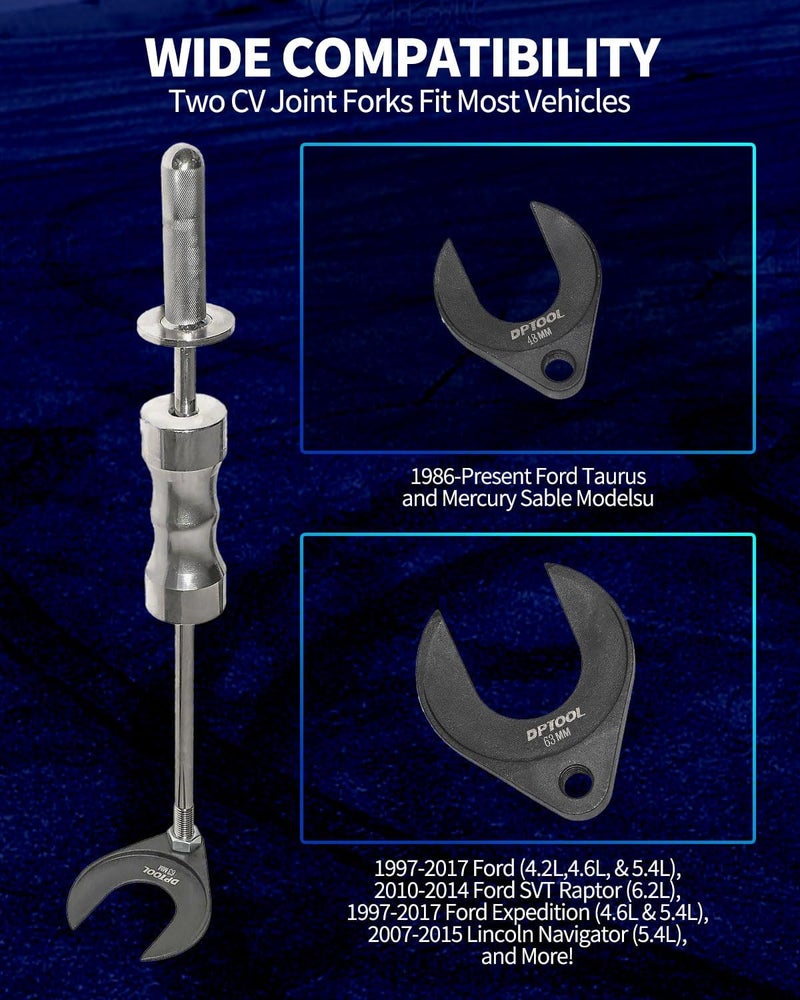 DPTOOL Inner CV Joint Puller Slide Hammer Tool Kit with 63mm and 48mm Forks - Image 4
