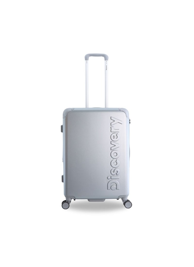 Discovery Discovery Focus ABS Hardside Checked Travel Luggage, Durable Lightweight 4 Double Wheel Expandable Trolley Bag, Extra Secure Combination Lock, 24" Suitcase, Check-In Medium Trolley - Silver.  - Image 1