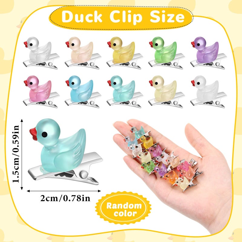 Luinabio 30 Pcs Mini Glow in the Dark Hair Clips Rave Hair Clips for Women Carnival Music Festival Holiday Party Supplies (Duck) - Image 2