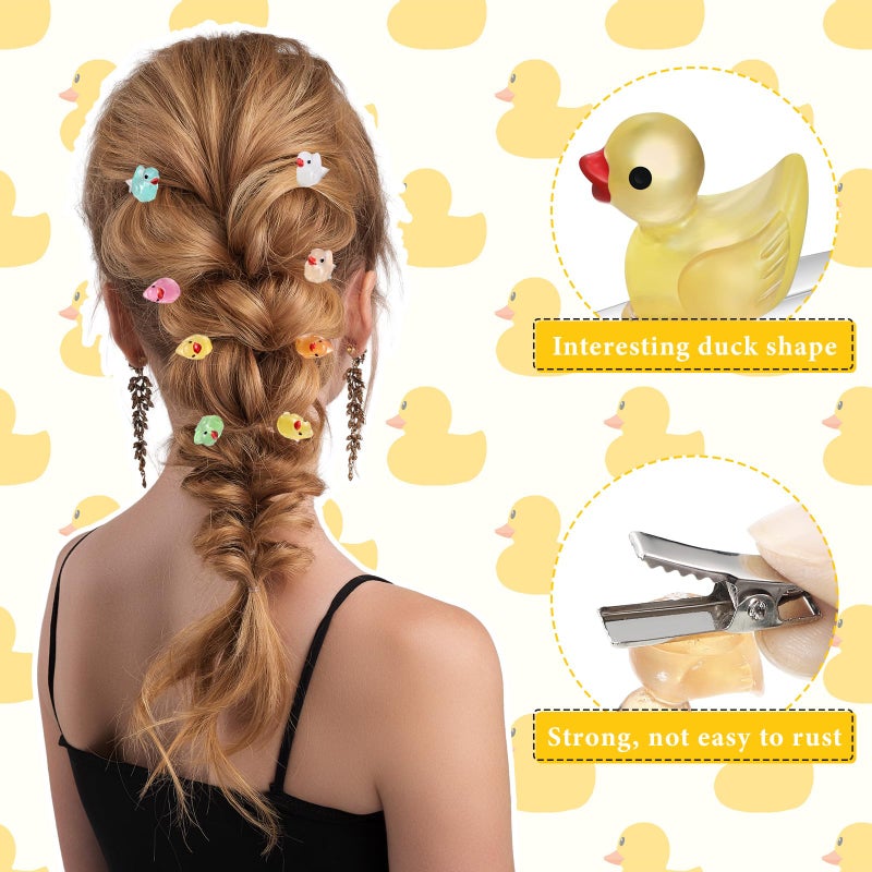 Luinabio 30 Pcs Mini Glow in the Dark Hair Clips Rave Hair Clips for Women Carnival Music Festival Holiday Party Supplies (Duck) - Image 3