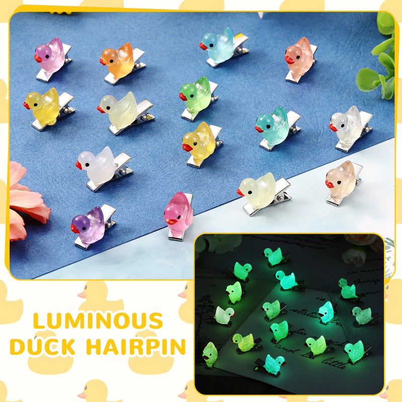 Luinabio 30 Pcs Mini Glow in the Dark Hair Clips Rave Hair Clips for Women Carnival Music Festival Holiday Party Supplies (Duck) - Image 4