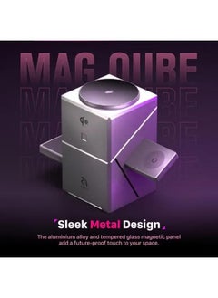 Mag Qube Qi2 3-in-1 Magnetic Wireless Charger – 15W Fast Charging Station for iPhone 12, 13, 14, 15, 16 Series, Apple Watch, and AirPods – Magnetic Qi2 Intelligent Wireless Dock with Foldable Design and LED Indicator for Home or Travel Use