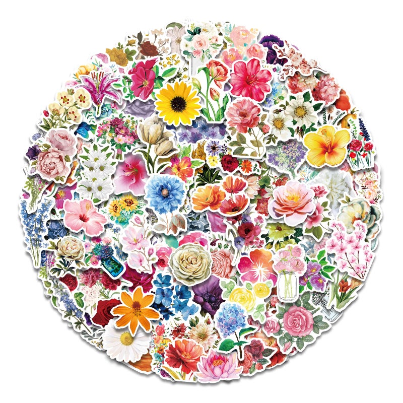 AOWDIAO 150 Pcs Flower Stickers Waterproof Floral Vinyl Stickers Decals for Water Bottles Laptop Scrapbooking Journaling - Image 1