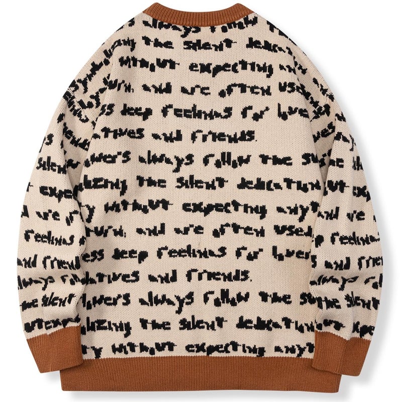 LILILEIDY Mens Crewneck Sweaters Graphic Comfortable Casual Knit Fall Winter Sweater Oversized Pullovers Orange,A1,XL - Image 3