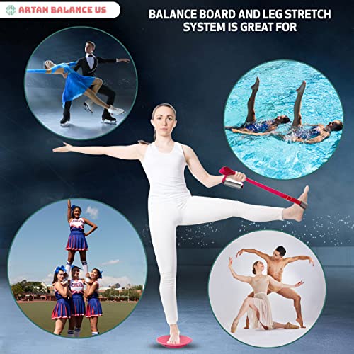 Artan Balance Leg Stretching Strap and Ballet Balance Board, 2 Pc. Set, Stretching, Disc Core Trainer and Flexibility Equipment for Dance, Gymnastics, Cheer or Figure Skating, Portable - Image 2
