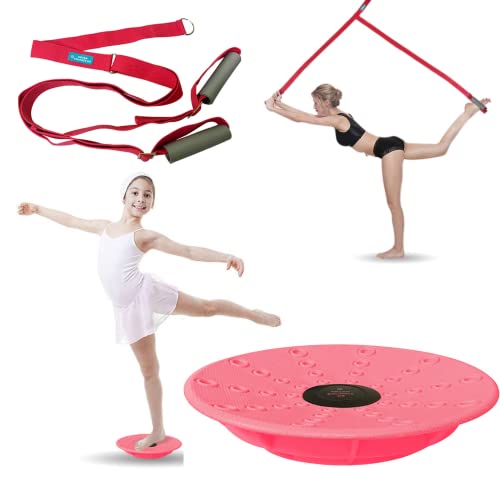 Artan Balance Leg Stretching Strap and Ballet Balance Board, 2 Pc. Set, Stretching, Disc Core Trainer and Flexibility Equipment for Dance, Gymnastics, Cheer or Figure Skating, Portable - Image 1