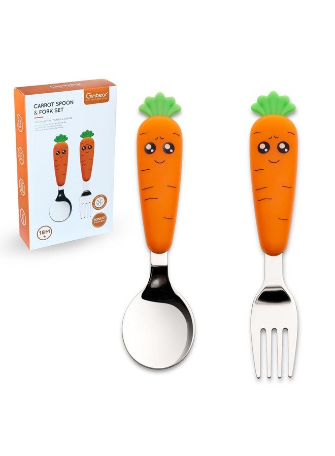 Ginbear Toddler Utensils with Case, Non-toxic Kids Spoons and Forks for Ages 18 Months+, Cute Child Flatware Set - Image 1