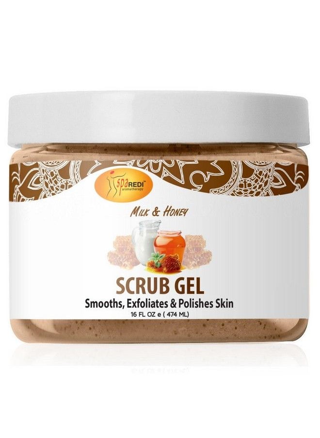 spa REDI - Exfoliating Scrub Pumice Gel Milk and Honey 16 Oz Manicure Pedicure and Body Exfoliator Infused with Hyaluronic Acid Amino Acids Panthenol and Comfrey Extract - Image 1