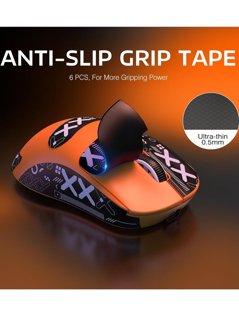 Attack Shark ماوس ألعاب لاسلكي خفيف الوزن X3 مع وضع ثلاثي 2.4G/USB-C سلكي/Bluetooth، 26K DPI، مستشعر بصري PAW3395، مفتاح Kailh GM8.0، 5 أزرار قابلة للبرمجة لجهاز الكمبيوتر/ويندوز/ماك (برتقالي + ملصقات) - Image 4