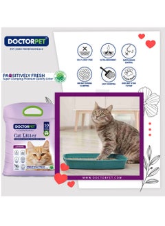 DOCTERPET Doctor Pet Cat Litter Lavender 10L – 100% Natural Clumping Bentonite,Scented, Ultra Absorbent,Easy Scooping, Dust-Free, Odor Control, Easy Scooping, Hypoallergenic & Non-Stick Paw Formula  - Image 4