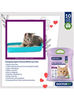 DOCTERPET Doctor Pet Cat Litter Lavender 10L – 100% Natural Clumping Bentonite,Scented, Ultra Absorbent,Easy Scooping, Dust-Free, Odor Control, Easy Scooping, Hypoallergenic & Non-Stick Paw Formula  - Image 5