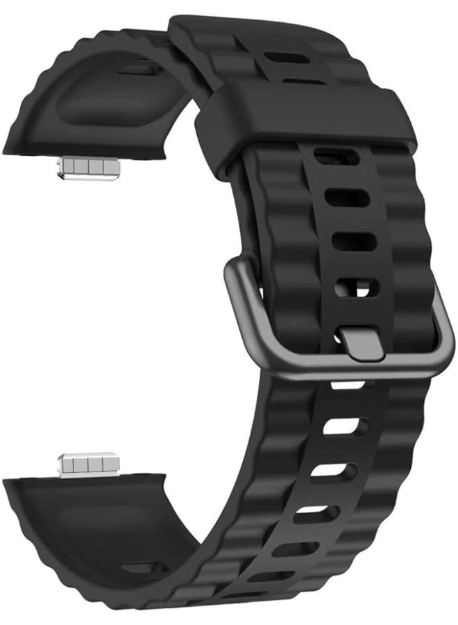 Wave Silicone Bracelet for Watch Fit 3/Watch Fit 4 Pro/Fit 4 Strap, Soft Silicone Sport Replacement Strap for Women/Men, Adjustable Waterproof Sports Band - Image 2