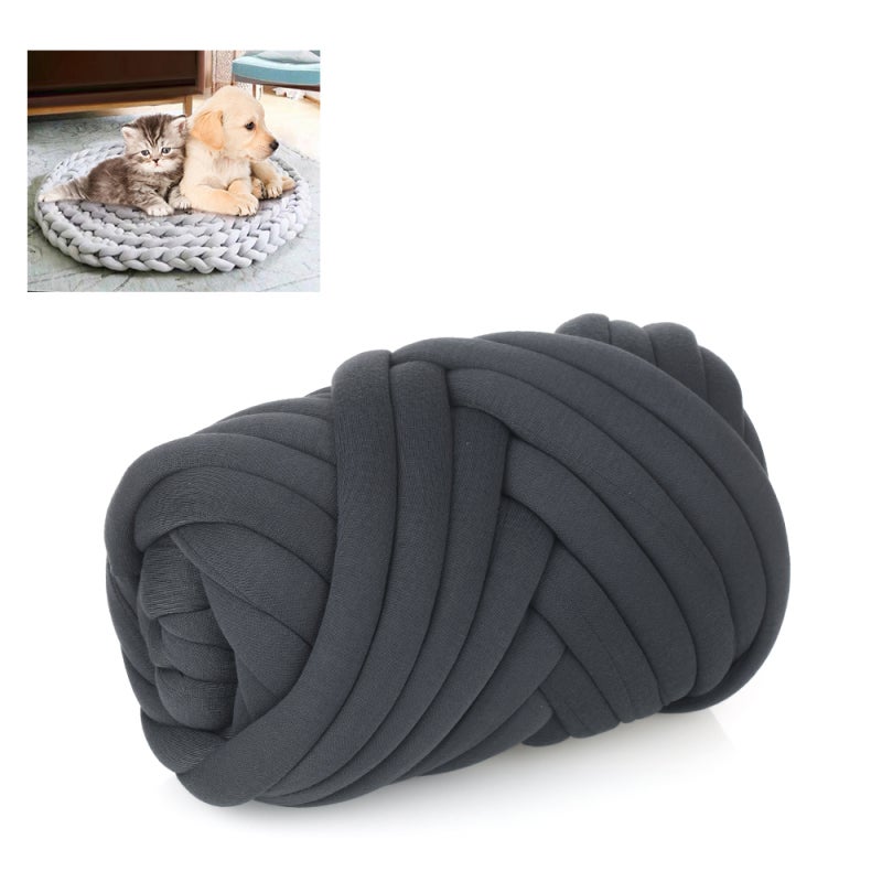 Pet Bed: 50m Dark Grey Chunky Combed Cotton Yarn - Soft Durable 1.8cm Thick Machine Washable Diy Project for Cats Dogs Home Craft - Image 1