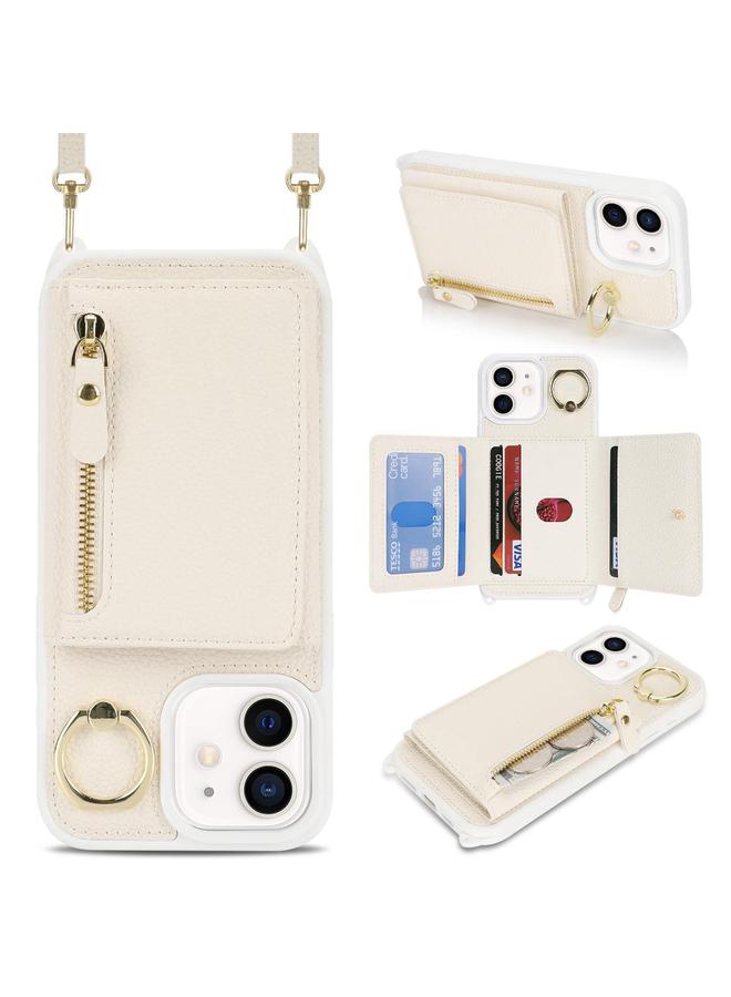 Zaboon Case For iPhone 12 mini Crossbody Zipper Wallet Ring Holder Litchi Leather Phone Case - Image 1