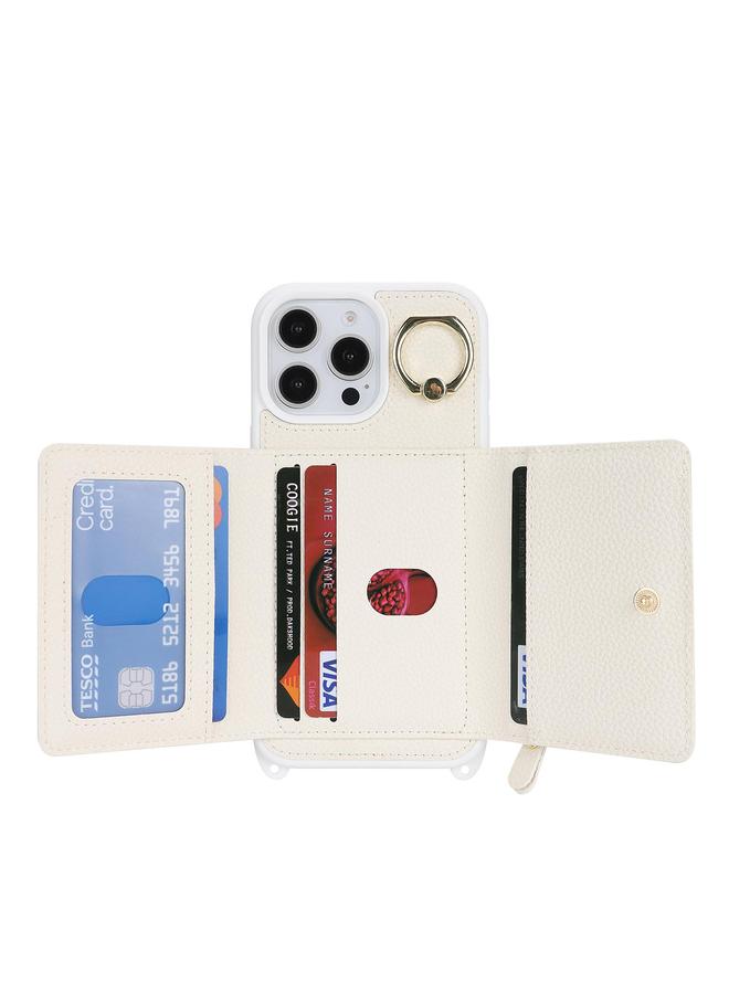 Zaboon Case For iPhone 12 mini Crossbody Zipper Wallet Ring Holder Litchi Leather Phone Case - Image 3